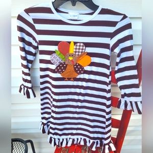 Thanksgiving Girl's Long Sleeve Dress - Size 7/8